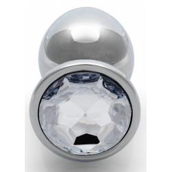 Ouch! Bijou anal Round Gem L 8 x 4cm Argenté-Transparent 